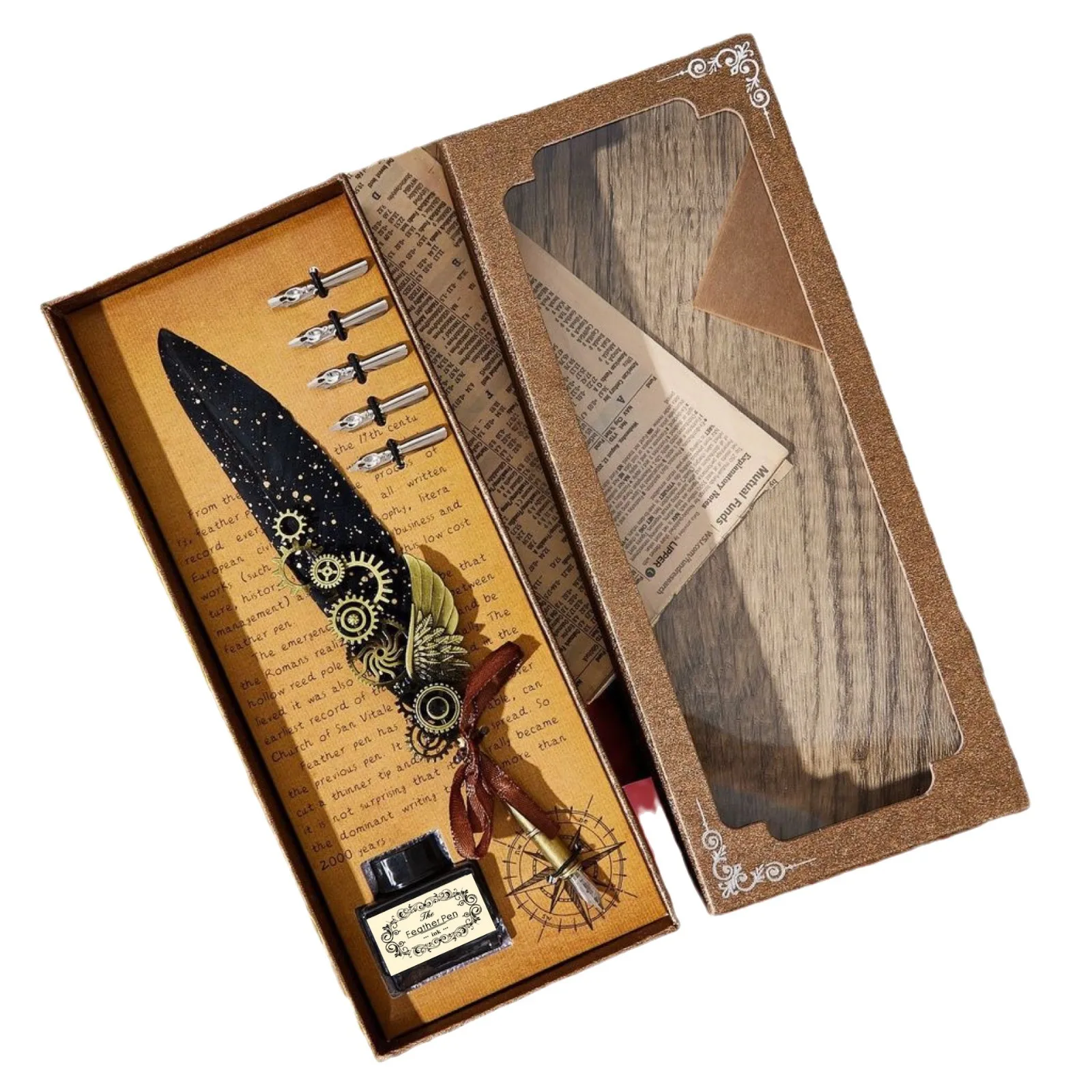 Upscale Mechanical feather pen gift box European retro gift creative gifts Send grandpa, elders and boyfriends