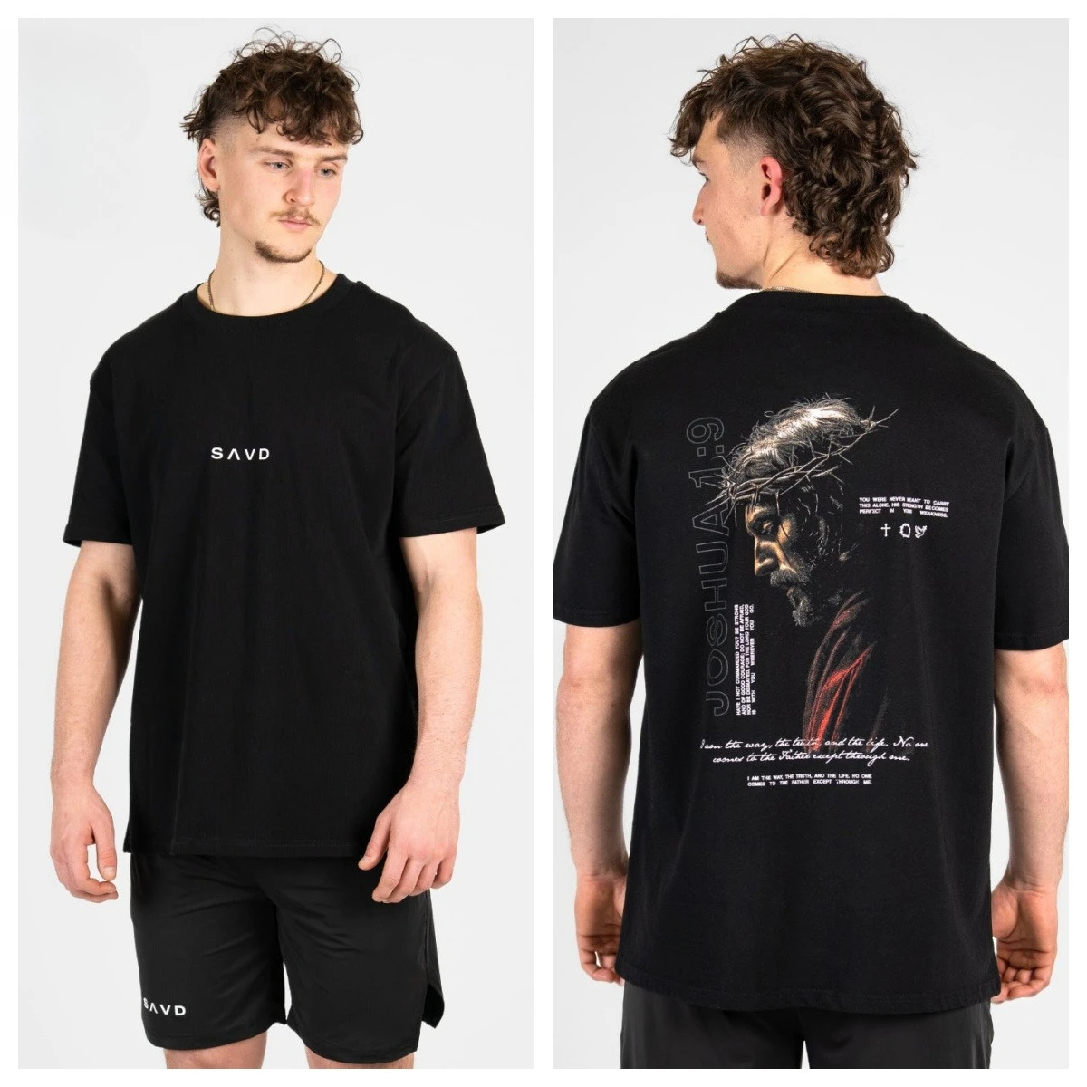 Joshua 1_9 Never Alone Men’s Oversized T-Shirt _ Perfect for Bodybuilders & Powerlifters