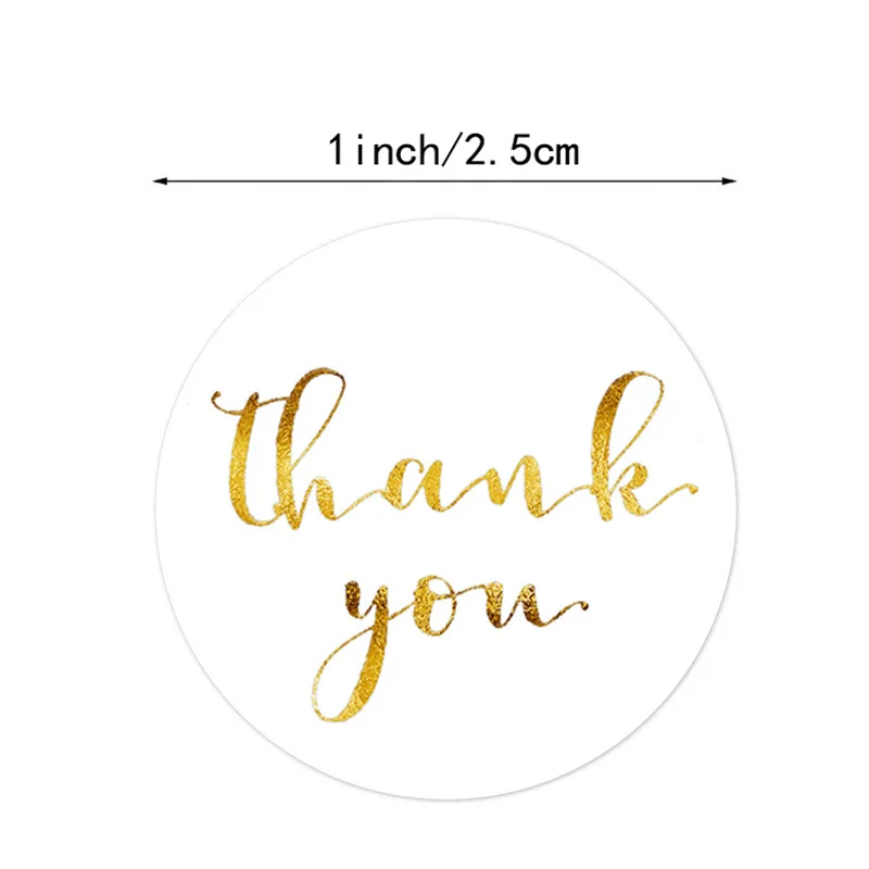 Round Thank You Stickers With Heart 1inch 50pcs Gold Foil Label Stickers Gift Packaging Seals Kraft Stationery Sticker