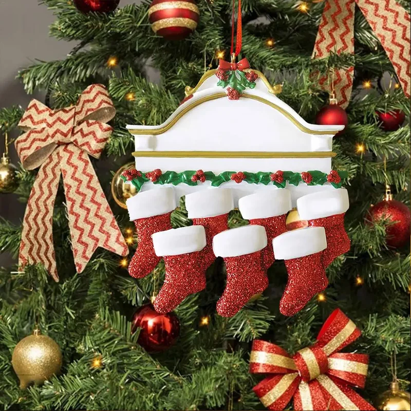 New DIY Personalised Christmas Xmas Tree Stocking Ornament Mantel Family Groups 2025 Holiday Decorations Natale Hanging Pendant