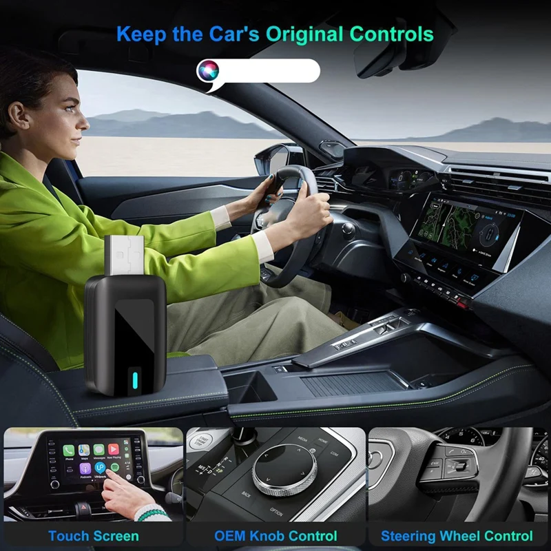 FFYY-2 محول Carplay اللاسلكي في 1، تحويل سلكي إلى Carplay/Android Auto اللاسلكي، اتصال ثابت للسيارات 2016+