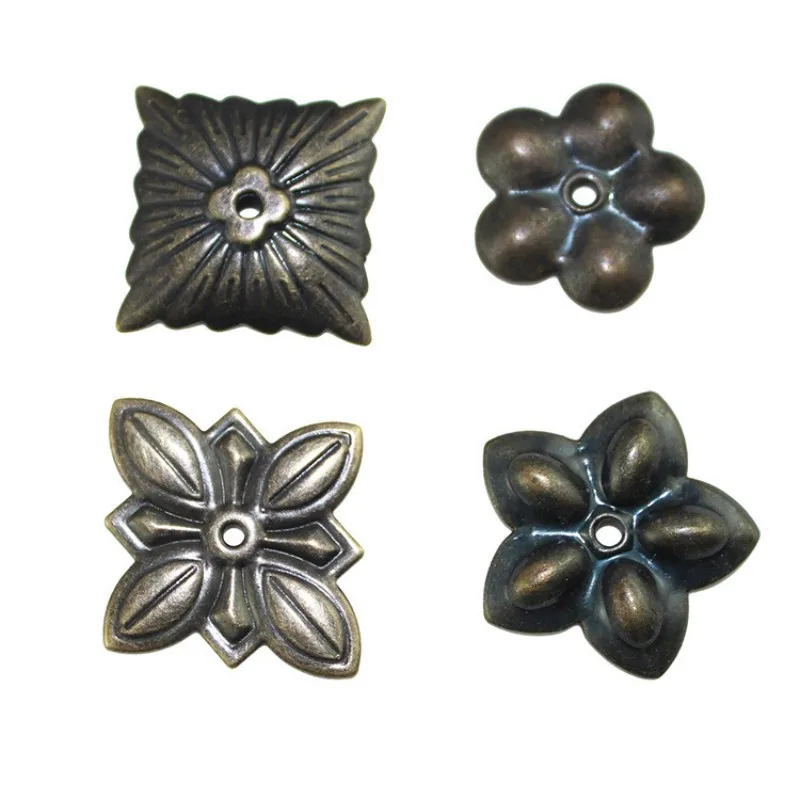 20Pcs Washers for Nail Gift Box Hardware Decoration Flower Square Wooden Box Plum Iron Patch Bubble Nail