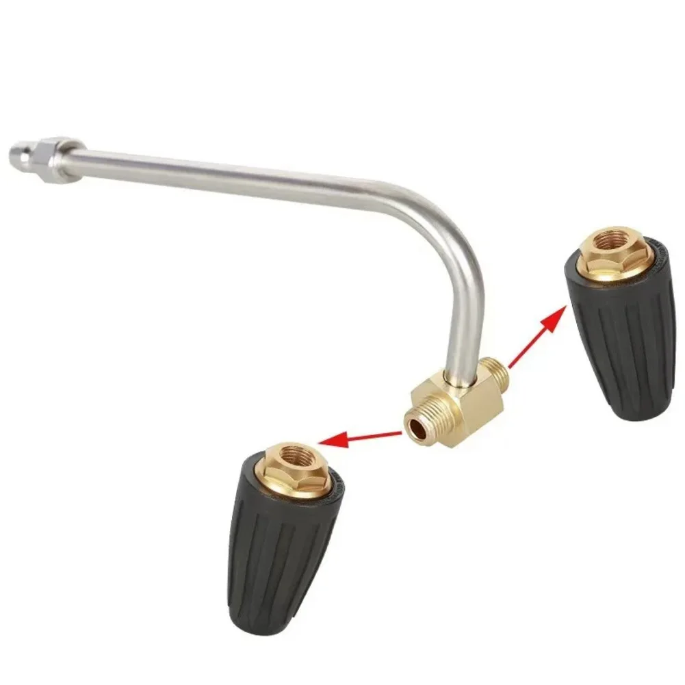 

Pressure Washer Gutter Cleaner Kit 14 Inch Quick Connect with 2 Rotary Turbo Nozzles for Effective Debris Removal