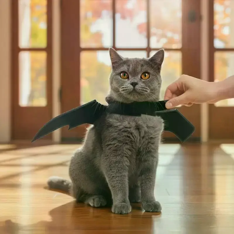 Pet Cat Bat Wings Costume With Adjustable Strap And Soft Felt For Halloween Cosplay Party Dress Up