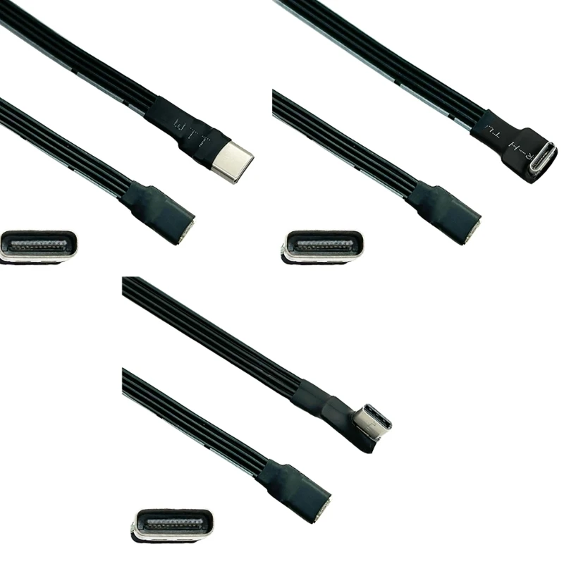 B03C USB C Male to USB C Female Extension Cable 90 Degree Ribbon Flat USB C Cable 18W Charging Data Transfer 480Mbps
