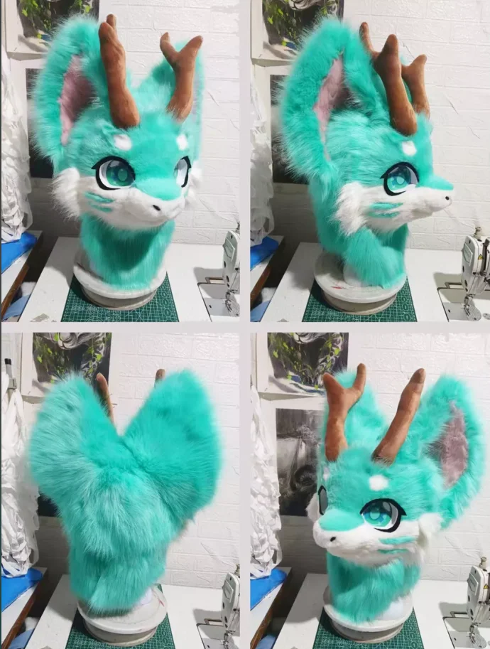 Pluche fursuit Husky mascotte kostuum hoofddeksel Volwassen vos kinder Halloween Cosplay vermomde commerciële show