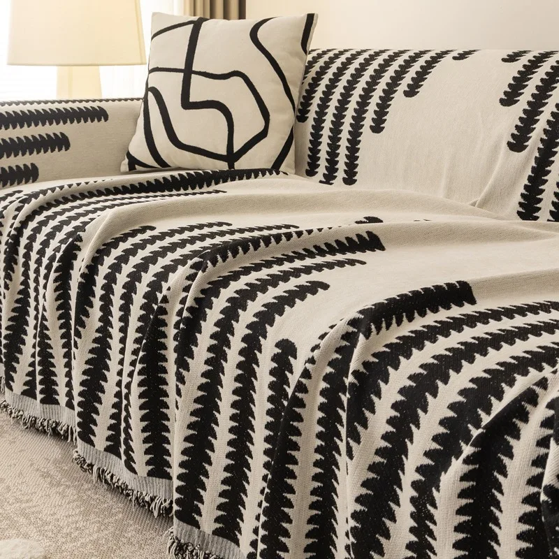 Line design Chenille Sofa Towel Sofa Cover Anti-cat Scratch All-season Chenille Living Room Sofa Cover Blanket all-inclusive