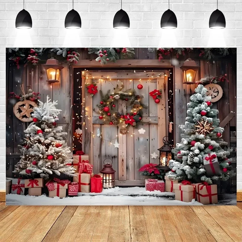 VIKAMA Christmas Scene Tapestry Multi‑Style Xmas Fireplace Door Window Wall Hanging Holiday Party Photo Background