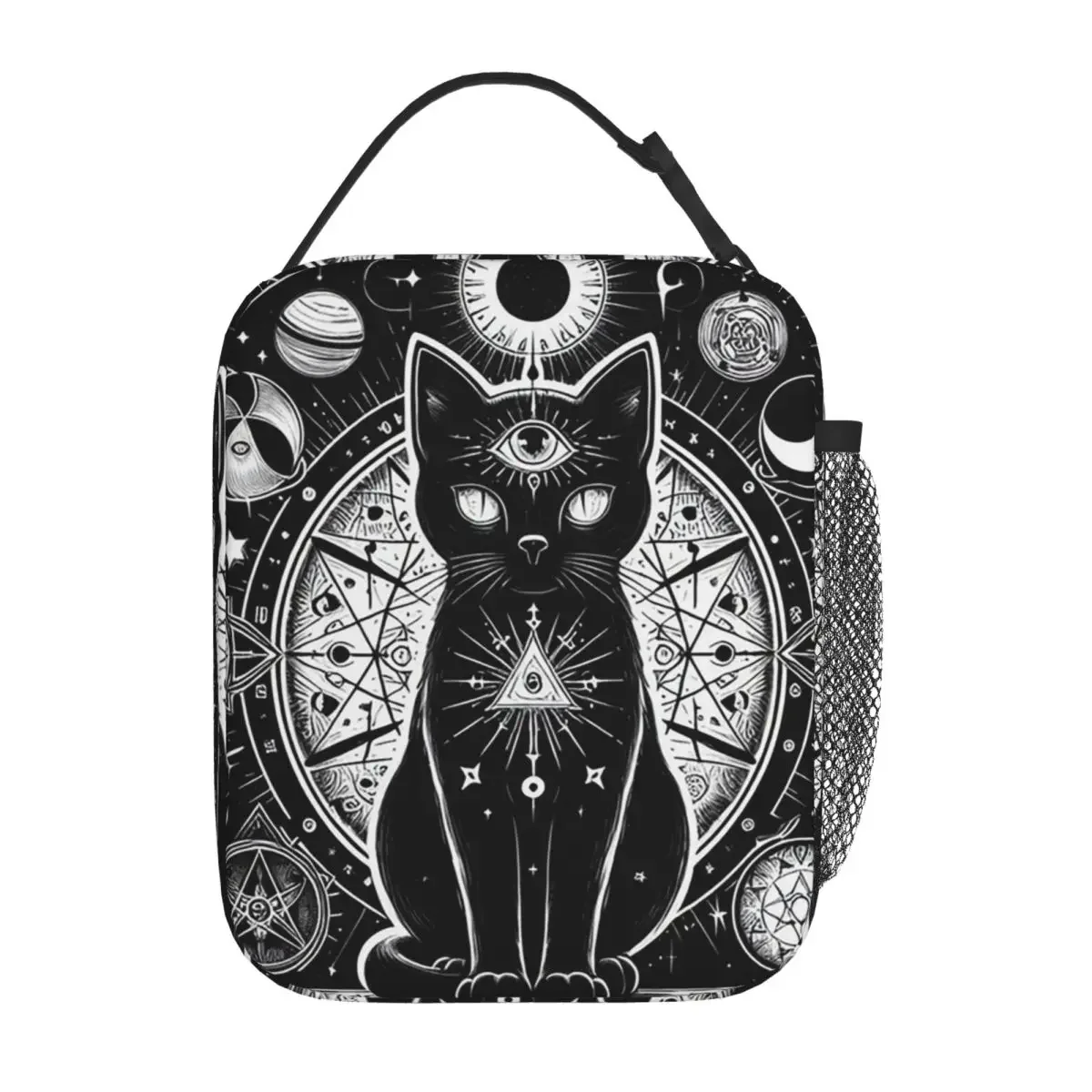 Mystical Black Cat With Stars Moons Celestial Insulated Lunch Bag for Women Kids Portable Food Boxes Thermal Lunch Box Tote