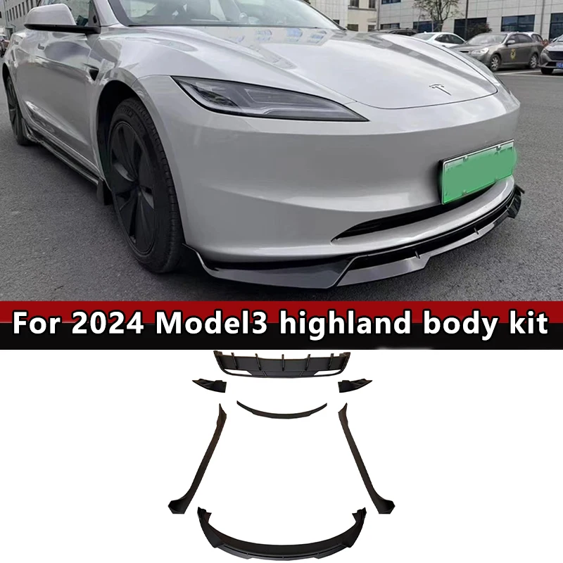 For Tesla 2024 Model3 highland TOPSTH Body Kit Matte black Rear Diffuser Spoiler Front Bumper Lip Side Skirt Car Accessories