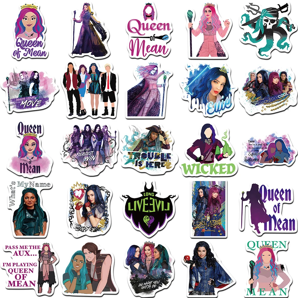 10/30/50PCS Disney Descendants Movie Stickers Cartoon Graffiti Kid Toy Decals DIY Phone Scrapbook Diary Funny Decoration Sticker