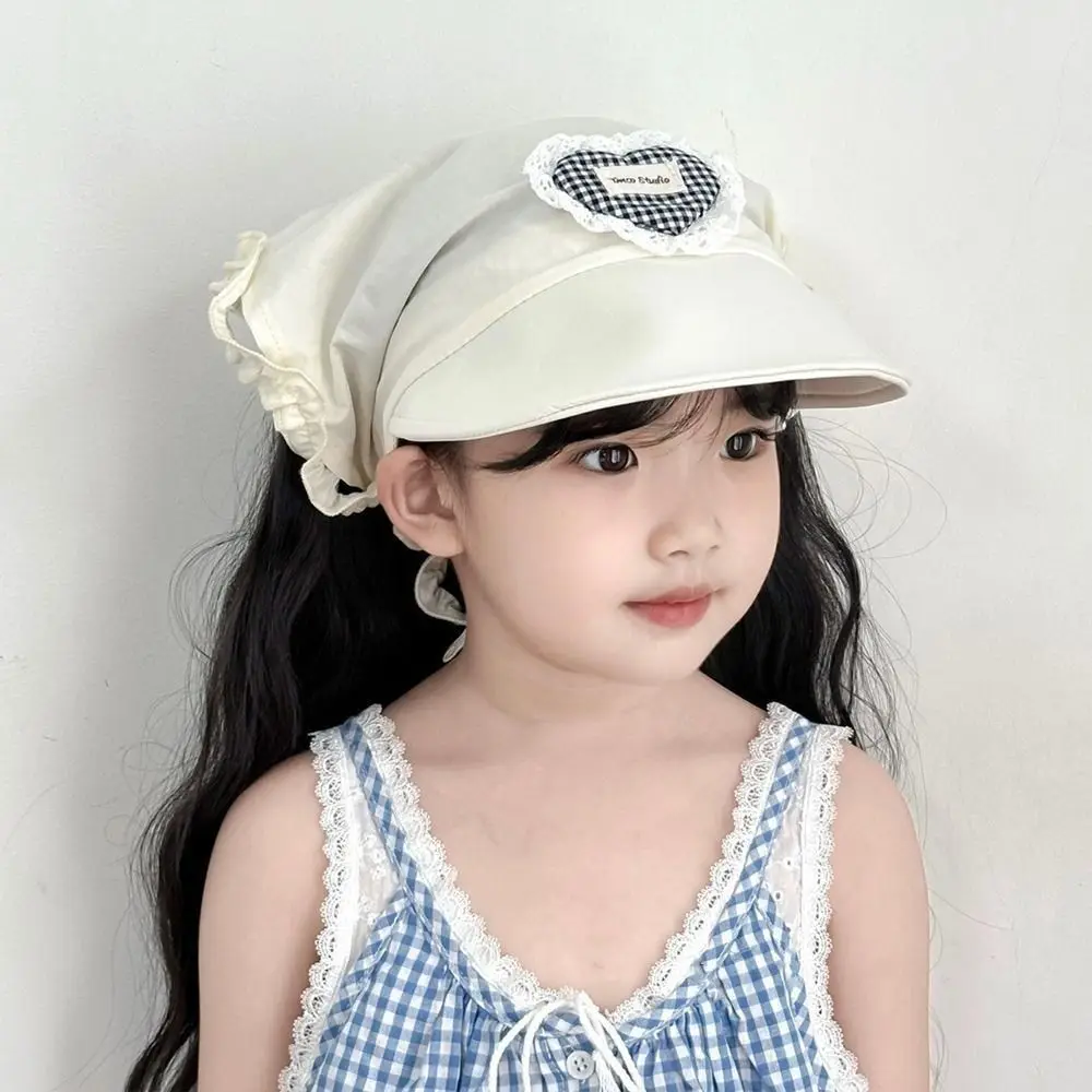

Korean Children's Plaid Lace Hat Triangle Spring Summer Hair Scarf Cap Sweet Quick-dry Sunscreen Hat Kids