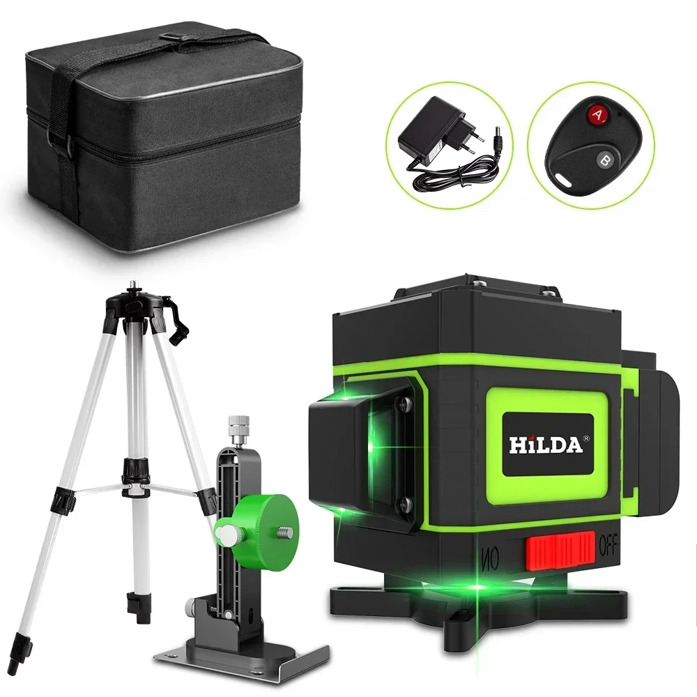 Laser Level 12 Lines 3D Self-Leveling 360 Horizontal And Vertical Cross Super Powerful Green Laser Beam Line