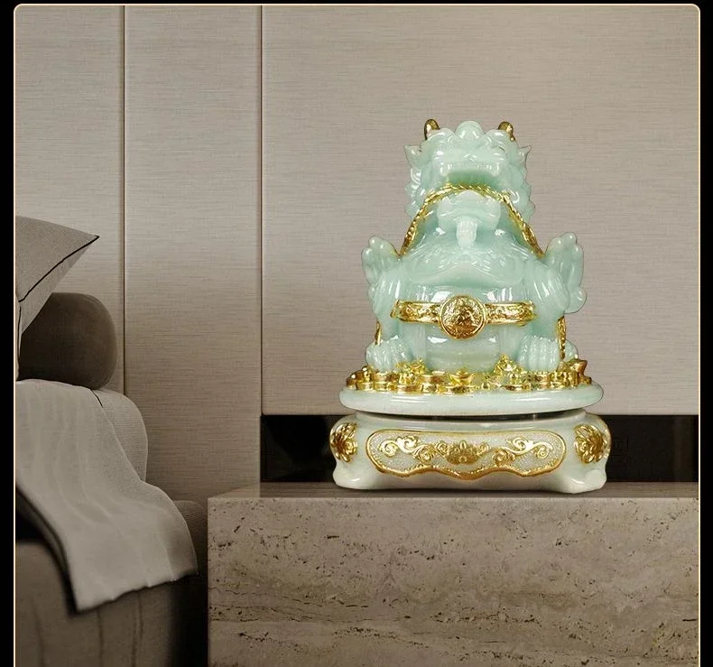 Feng Shui Inviting Wealth Lucky Brave Animal Toad Ornament Living Room Wine Cabinet Office Decor