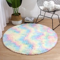 Gradient Round Long Plush Carpet Computer Seat Cushion Dressing Table Pad Table Foot Mat Bedroom Decor Living Room Decoration