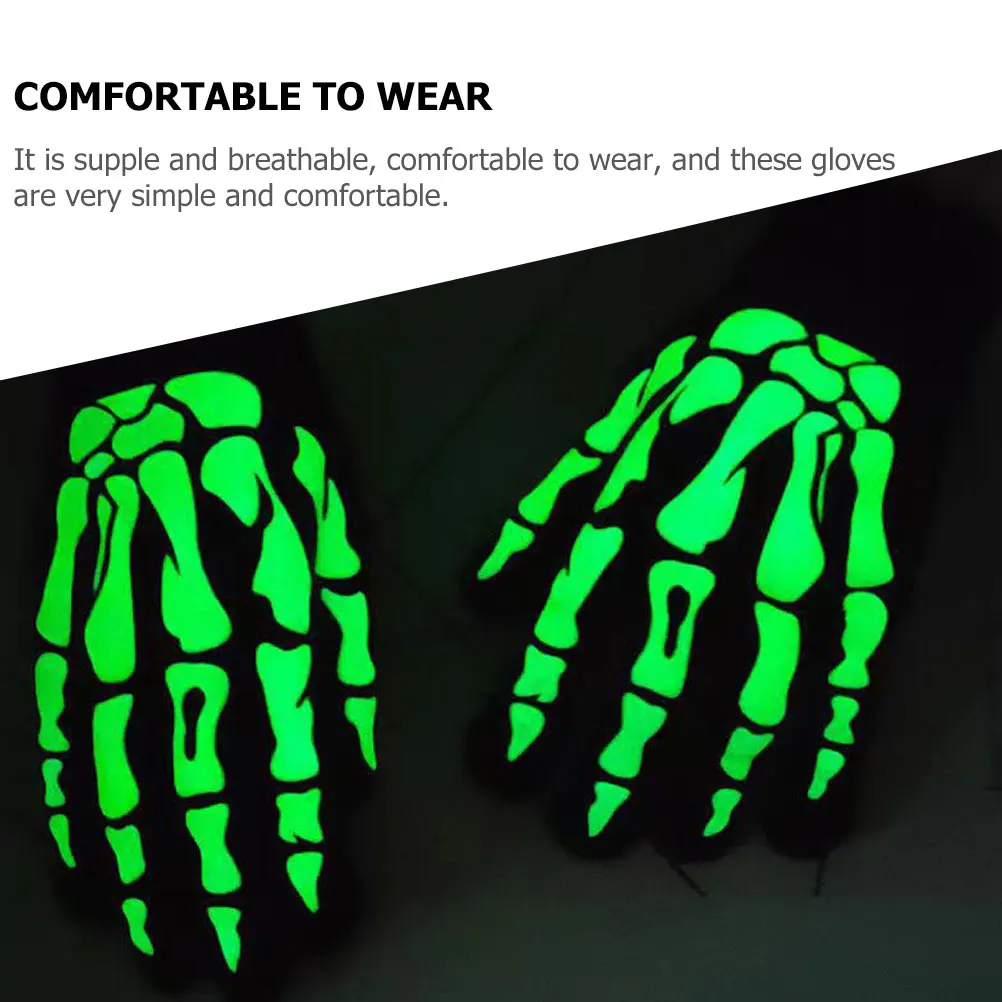 

Fluorescent 23CM Luminous Halloween Party Costume Warm Knit Outdoor Riding Winter Warm Gloves Full Finger Gloves