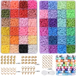 6MM Polymer Clay Beads Set Rainbow Color Flat Chip Beads For Boho Bracelet Necklce Making Letter Beads Unique Accessorie Kit DIY