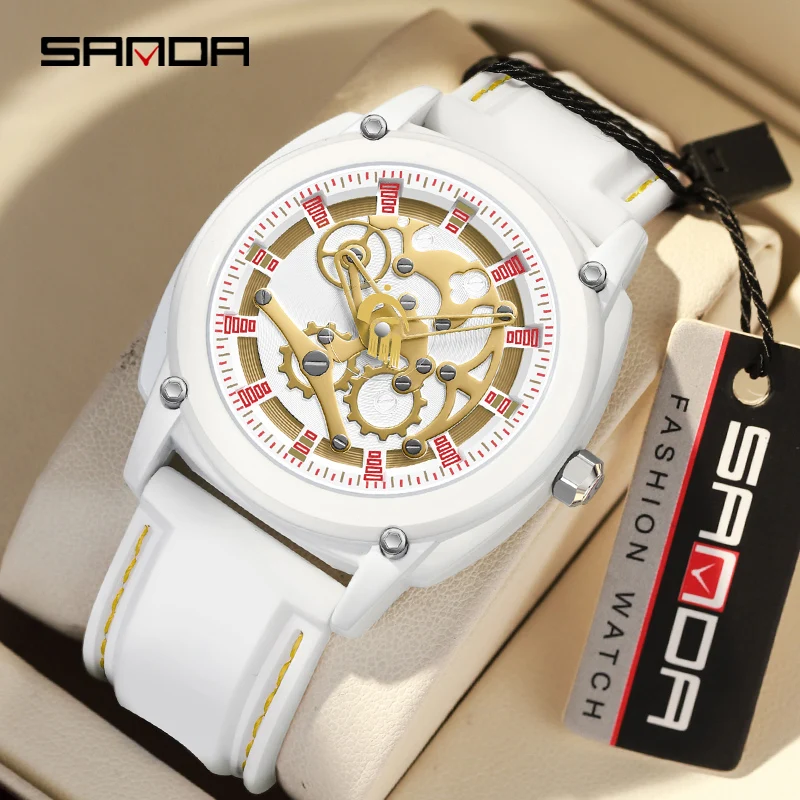 

Fashion Sanda 3235 Top Brand New Design Reloj For Men Soft Silicone Strap 50m Watertight Japanese Quartz Movement Wrist Watch