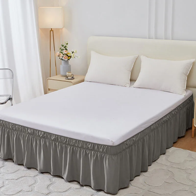 American Style Non Slip Elastic Belt Bed Skirt Independent Elastic Embedded Bed Surround Beautiful Bed Decoration for Queen King