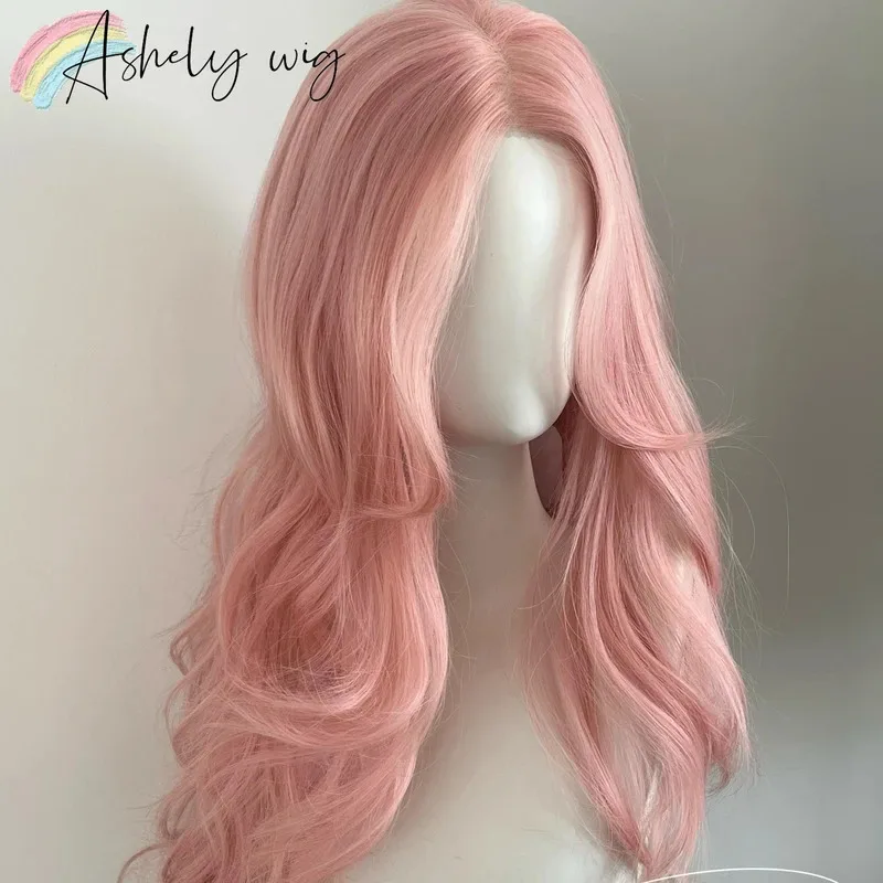 Ashely الوردي الباروكة الدانتيل الجبهة 18 بوصة 13*4 جودة عالية الاصطناعية الدانتيل الباروكات الطبيعية المظهر ألياف مقاومة للحرارة النساء الباروكات