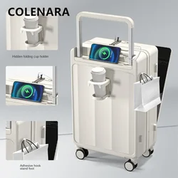 COLENARA 내구성 있는 수하물 탑승 케이스, 20 인치, 24 인치, 26 전면 개방 노트북 트롤리 케이스, 바퀴 달린 학생 롤링 여행 가방