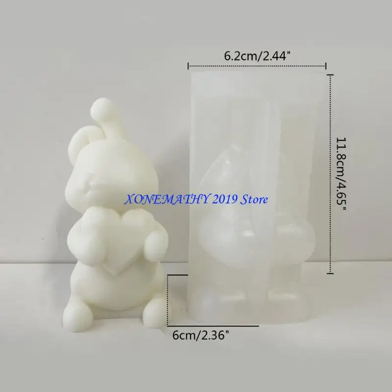 

F42F Silicone Molds Making Mold Rabbits Gypsum Plaster Mold for Candle Making Soap Home Decors