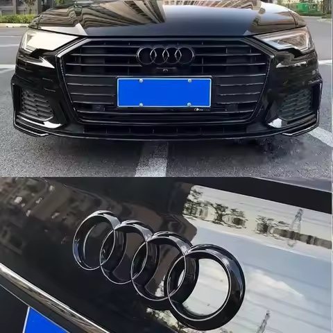 4 Ring logo ABS Silver/Black Car Hood Front Bonnet Grill Rear Trunk Emblem Badge Sticker For Audi A3 A4 A5 A6 A7 Q2 Q3 Q5 Q8 TT