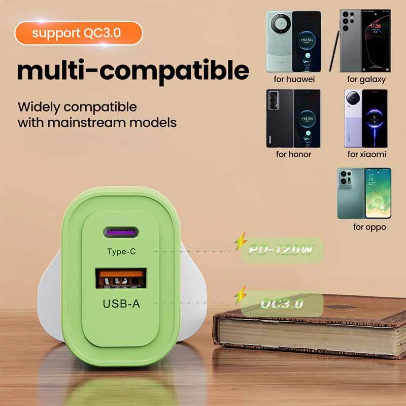 شاحن جداري USB C لسيارات soumi ، شاو ، وهاوي بوكو ، ون بلس ، محول شاحن ، 2 منافذ ، سريع W ، PD ، QC