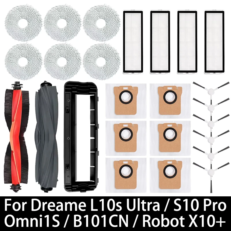 Accessoires pour Dreame L10s Ultra / S10 Pro, pour Mijia Omni 1S B101CN Robot X10+, pièces de rechange pour aspirateur robot : brosse principale, brosse latérale, filtre, serpillière