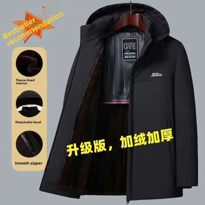 

Haining Winter Men's Gold Mink Velvet Parka Coat Middle-aged Busin Men's Outerwear Youthful Energy Sle Milk Fiber Fabric