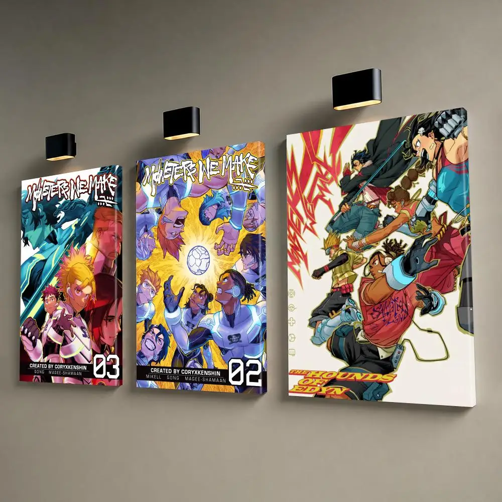 Retro Anime M-Monsters We Make Framed Wall Painting Canvas Wall Prints for Bedroom Living Area Office Hanging Picture Decor