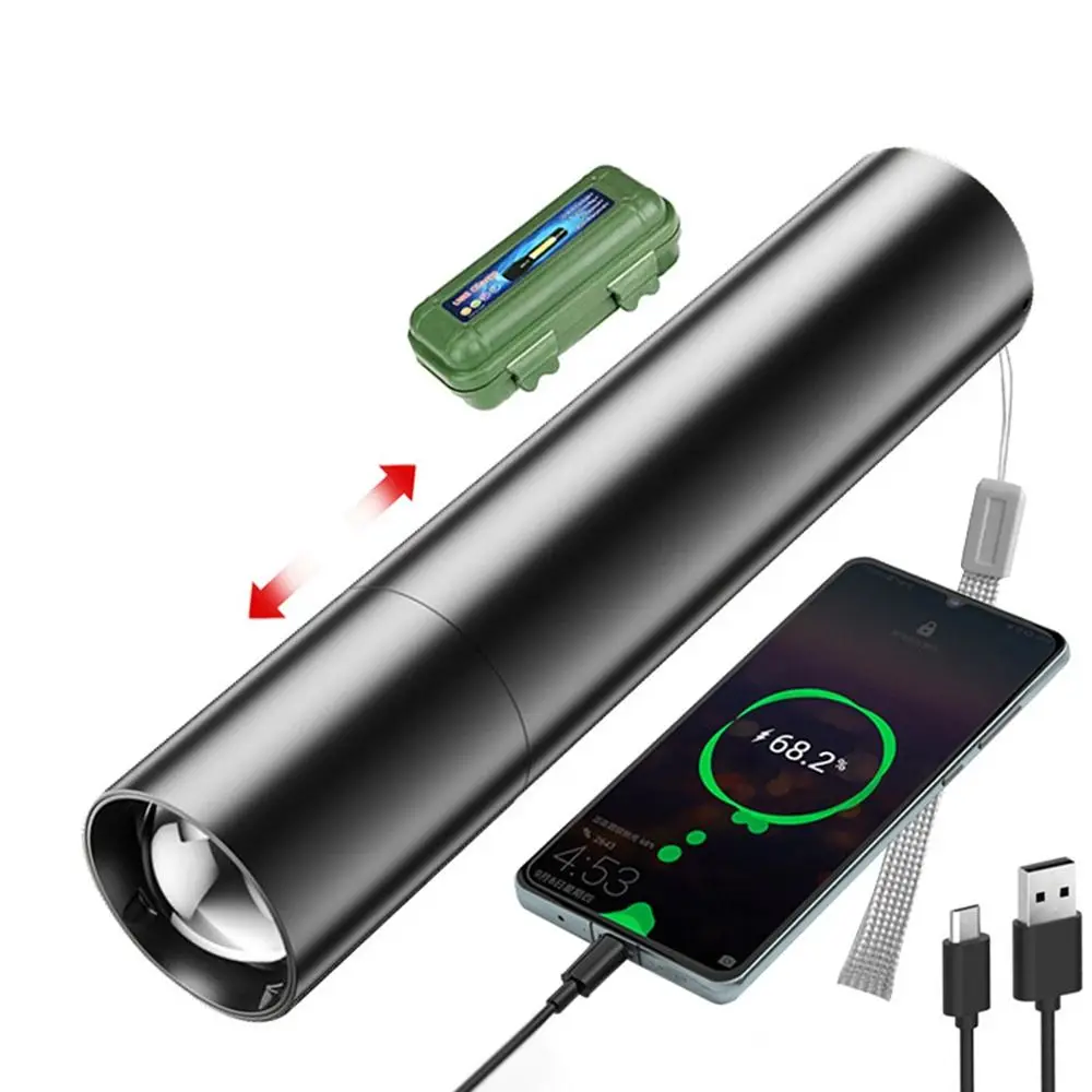 New Multi-Functional Portable Searchlight LED Flashlight USB Rechargeable Light Strong Lights