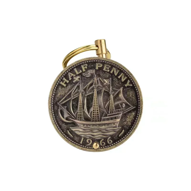 Retro Coin Kerosene Torch Lighter with Keychain Mini Portable Flint Griding Wheel Cigarette Lighters Smoking Accessories - Image 6