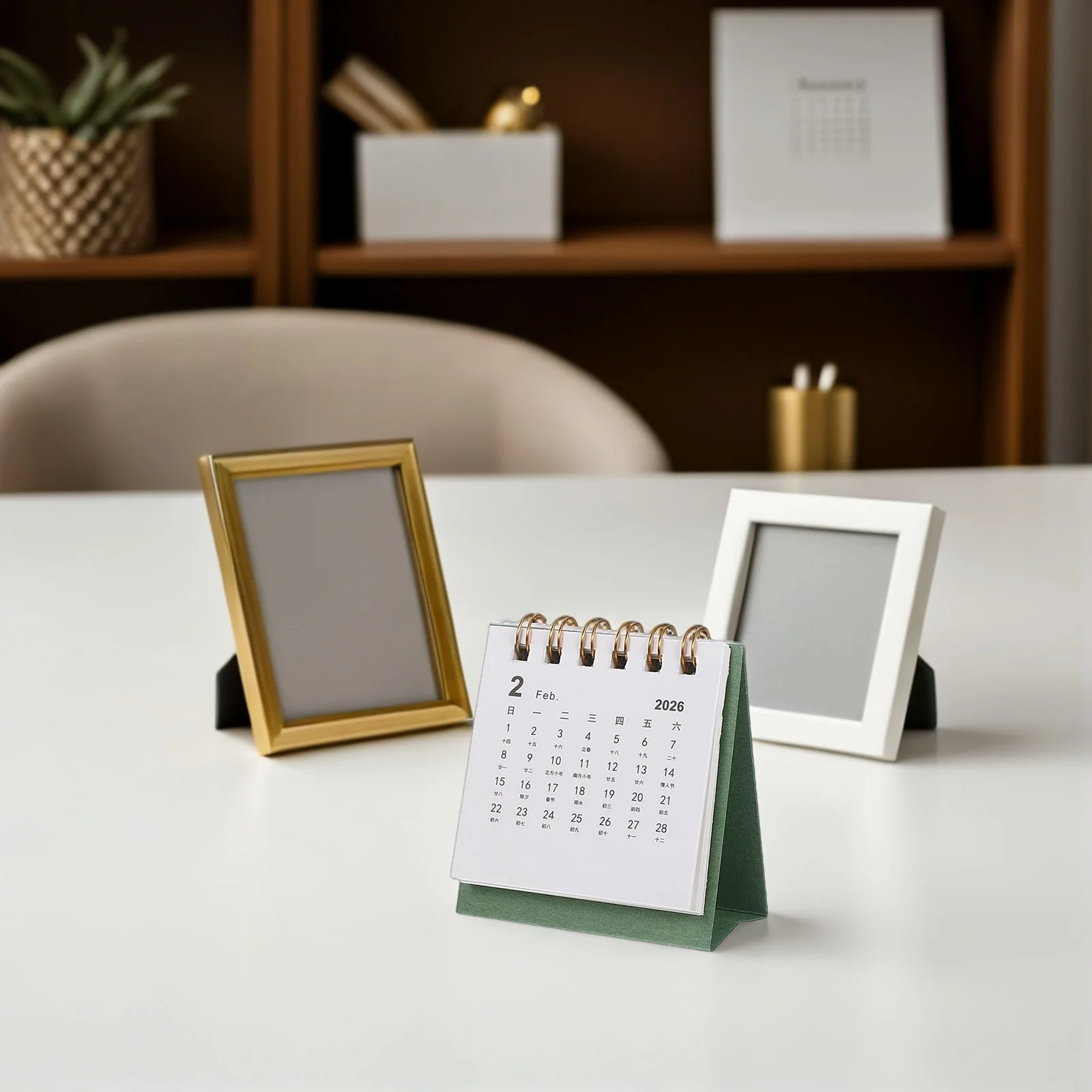 

4Pcs Mini Desk Calendar 2025-2026 Standing Flip Desktop Planner Thick Paper Compact Office Classroom Use Little Desk Calendar