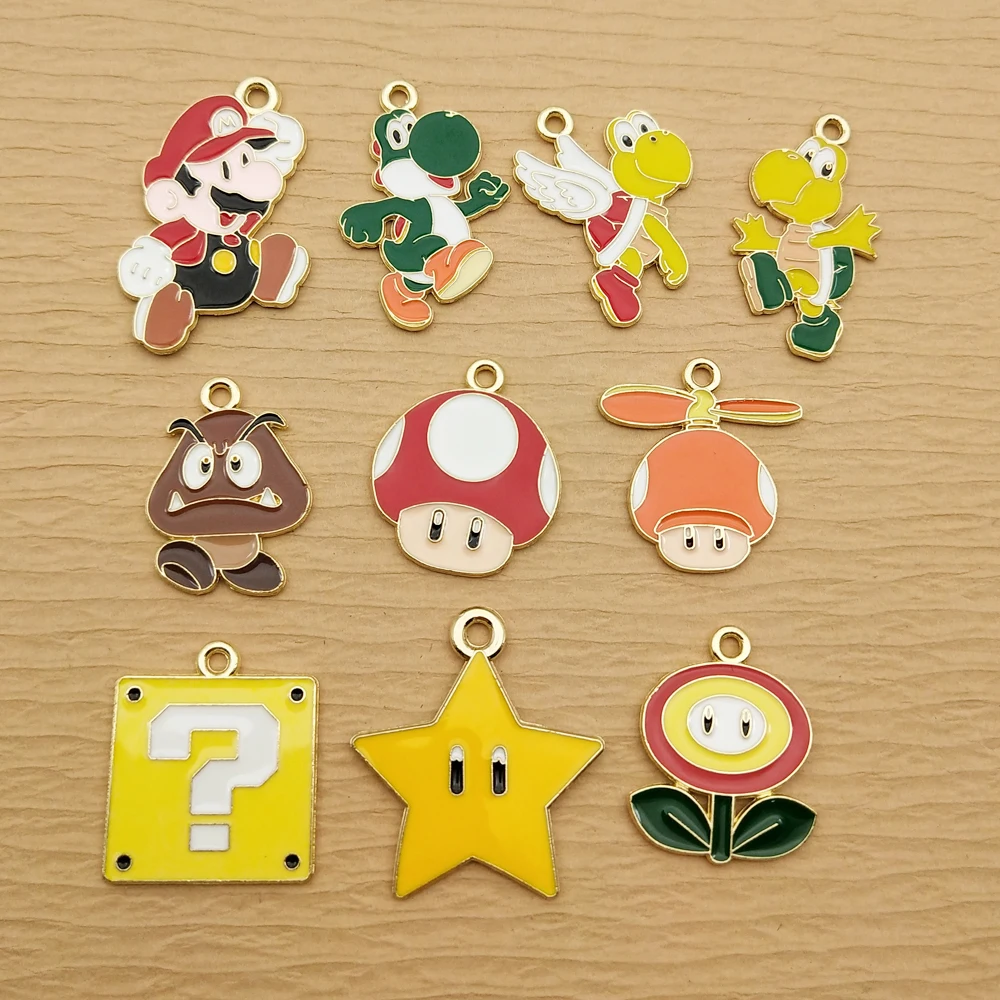 10pcs Cartoon Charm for Jewelry Making Necklace Bracelet Keychain Pendant Diy Craft Accessories Alloy Metal Gold Plated