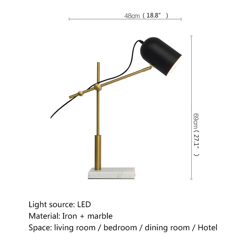 AIGESI Modern Marble Table Lamp LED Simple Design Creative Desk Light Decorative Living Room Study Bedroom Bedside