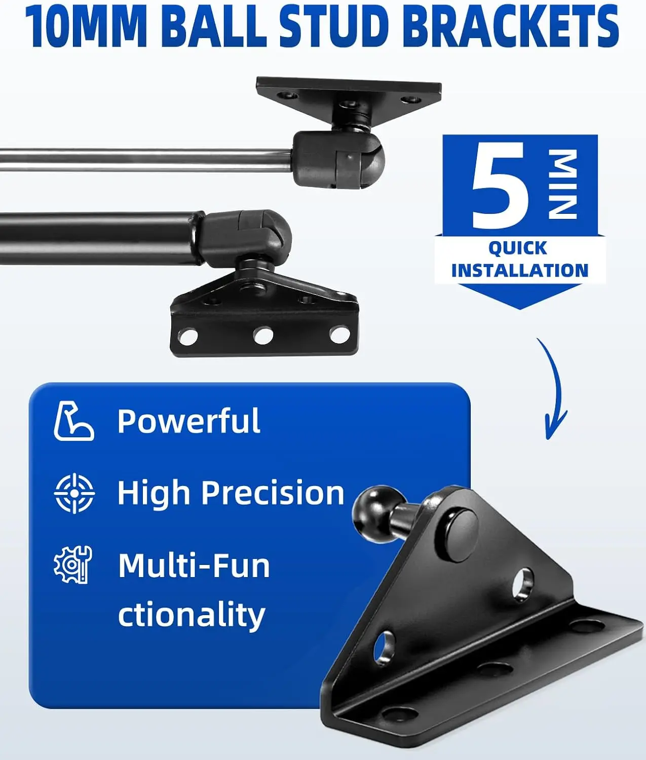 4Pcs Gas Strut Mounting Brackets Steel Ball Stud Support Bracket Heavy Duty Gas Strut Support Bases Stable Support for Cabinets