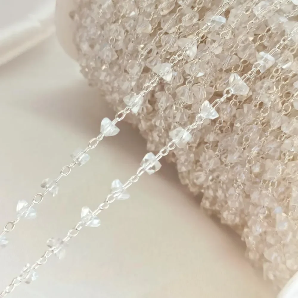 

Copper-clad Silver Accessories, Corner-cut Zircon Small Heart Chain, Heart Chain, DIY Handmade Jewelry and Accessory Materials