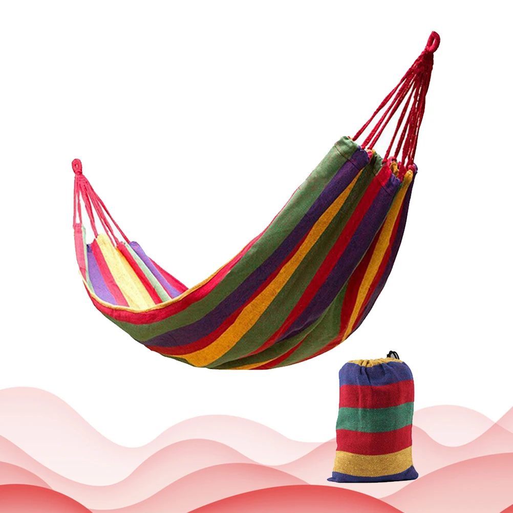 

1pc Double Thickened Canvas Hammock Swing Outdoor Camping Hanging Bed 280X150Cm Red Lightweight Durable Travel Relaxation Gift