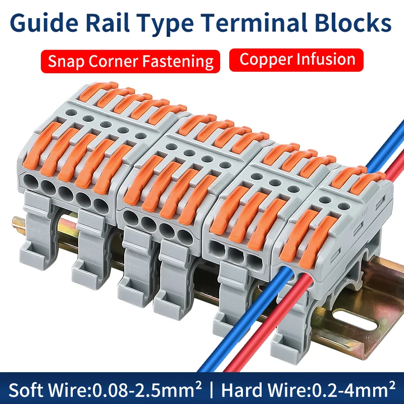 

JIINH CMK42A 10Pcs Din Rail Lever Quick Mini Wire Connector Universal Compact Conductor Wiring Cable Push-in Butt Terminal Block