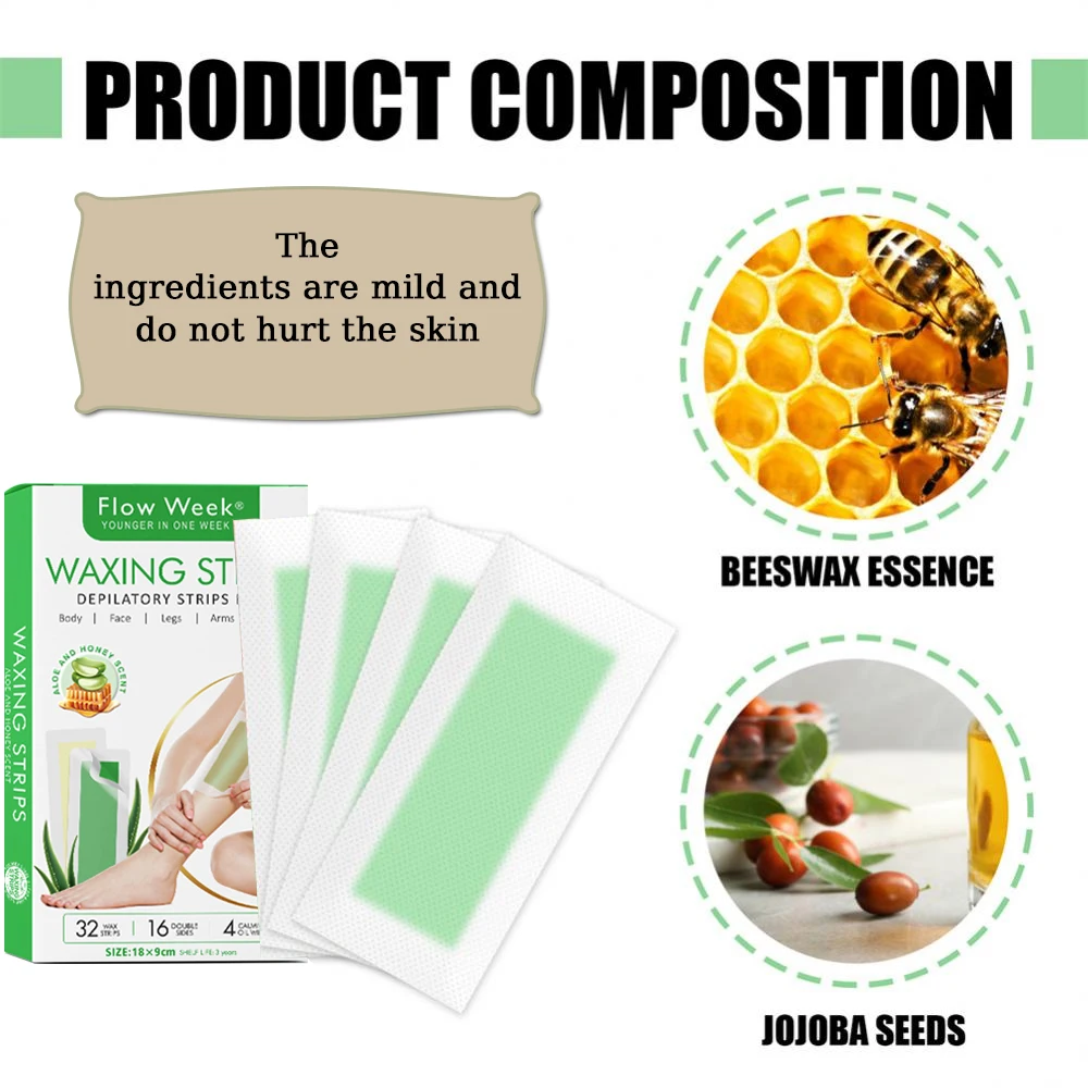 Flow Week Hair Removal Wax Strips Waxing Papers Underarm Wax Strip Paper Waxing Wipe Sticker Beauty Tool for Face Body