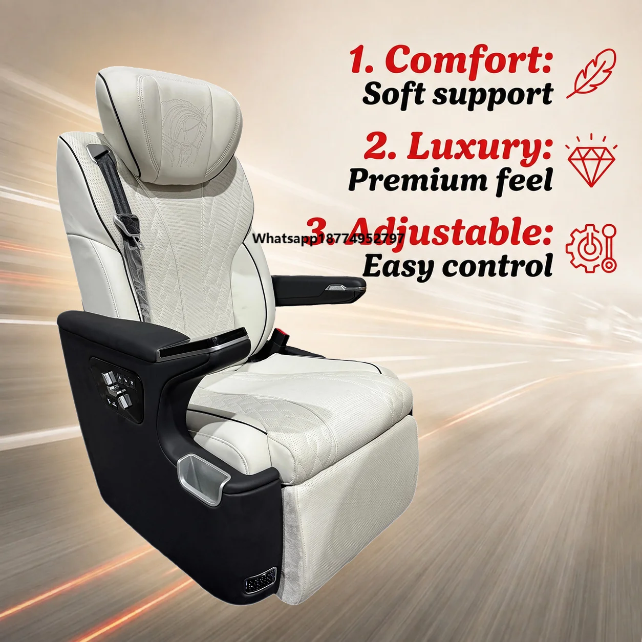 Premium Direct Napapi Leather Seat Car MPV Aviation Seat with Adjustable Armrest Cup Holder for Medium Vans Sienna GL8 M8