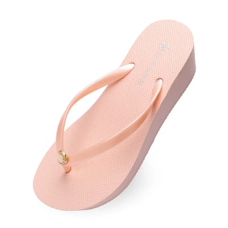 Comemore Wedge Heels Flip-flops Female Summer Casual Thick Bottom Sandals and Slippers Jelly Slipper Flip Flop Shoes for Women