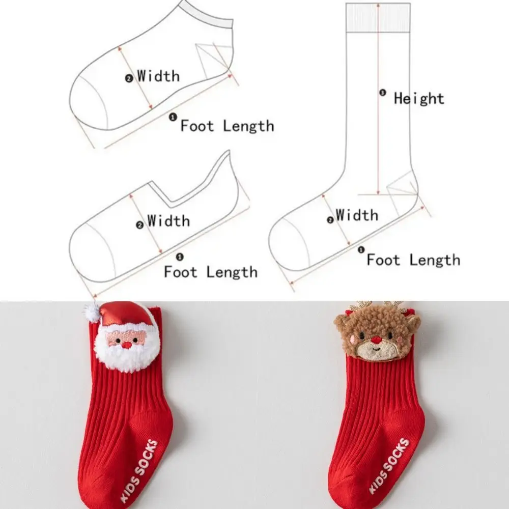 Winter Red Christmas Baby Socks Xmas Cute Elk Thick Warm Tree Snowman Sock Anti-Slip 0-3Year Childen Baby Stocking For Boy Girl