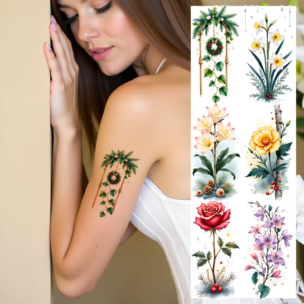 

9 шт. временные татуировки цветочные наклейки водостойкие долговечные наклейки для тела декоративные наклейки для плеч, щек, рук
