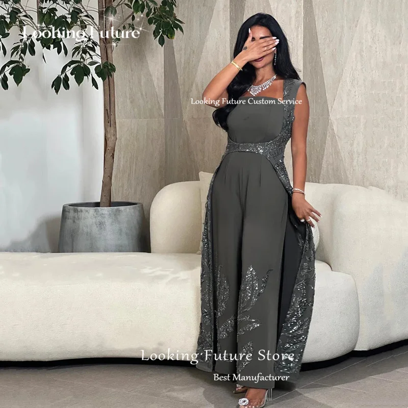 Aleeshuo Saudi Arabia Prom Dresses Shiny Beading Sleeveless Strapless Party Formal Dress Trousers Elegant  Ankle-Length 2024