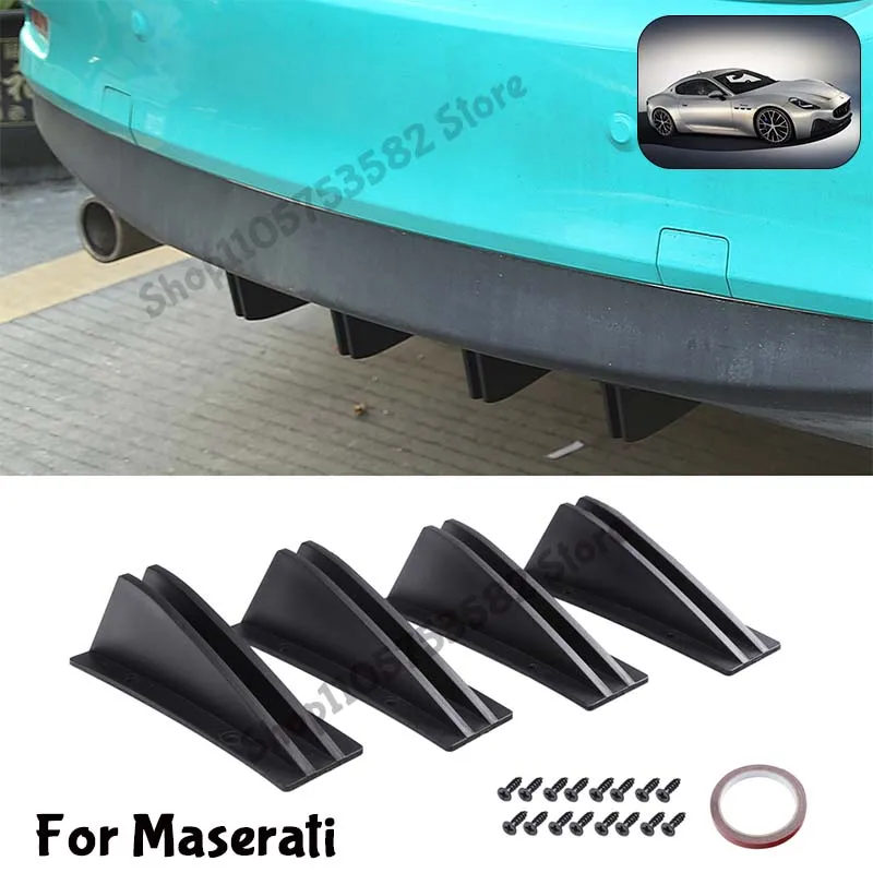 For Maserati Rear Bumper Shark Fin Diffuser Carbon Fiber Lip Spoiler Airflow Anti-Collision Protector