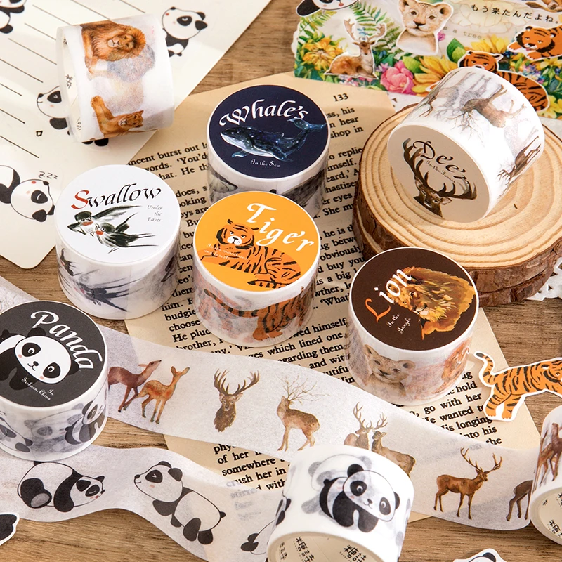 JIAMEI 30mm * 2m Mysterious Animal Series Kawaii Forest Animal Theme Washi Tape DIY Scrapbooking Aesthetic Material Masking Tape