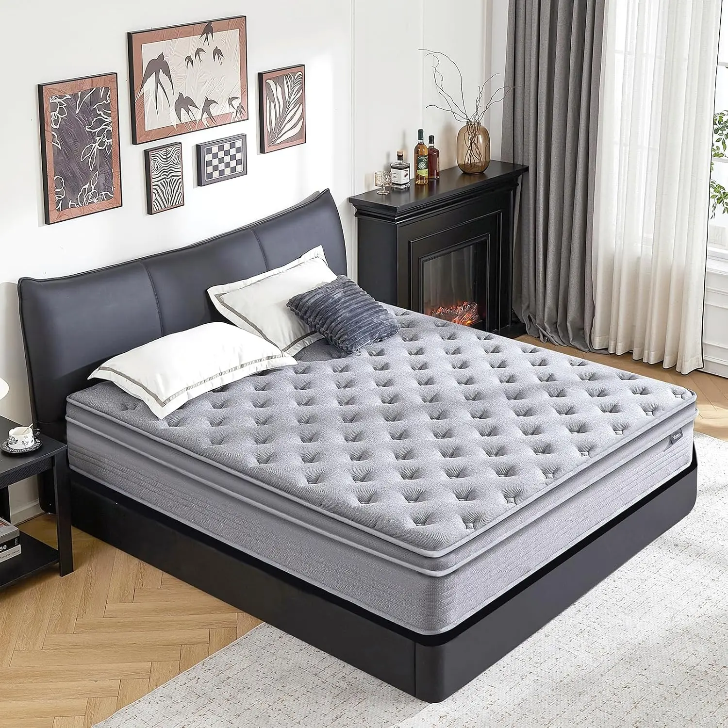 Colchão híbrido de espuma viscoelástica de 12 polegadas em uma caixa com molas de bolso, alívio de pressão, respirável e durável, certificado CertiPUR-US