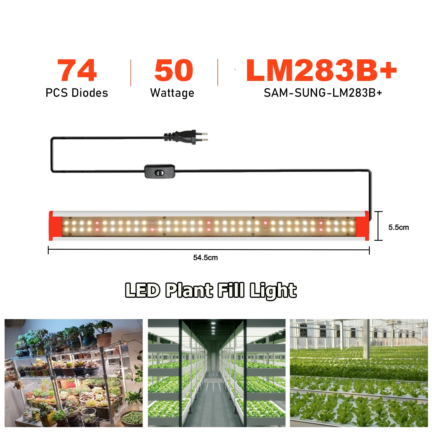 ضوء نمو نبات LED كامل الطيف ، مصابيح نباتية ، ضوء زراعة للزراعة المائية في الدفيئة ، Fitolampy ، AC av V ، 74LEDs